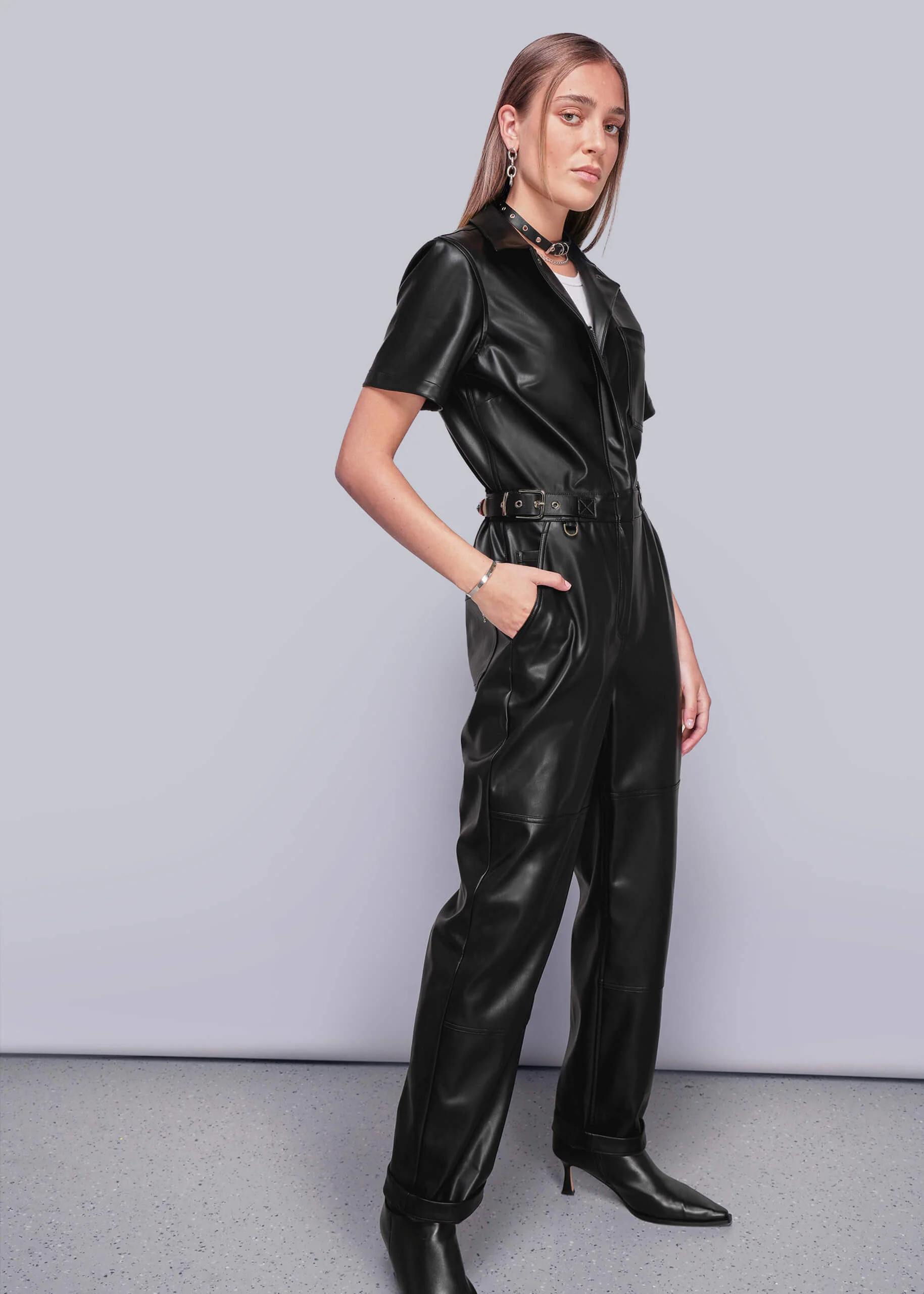 Debbie Harry X Wildfang Vegan Leather High Waisted Coverall - Image 5
