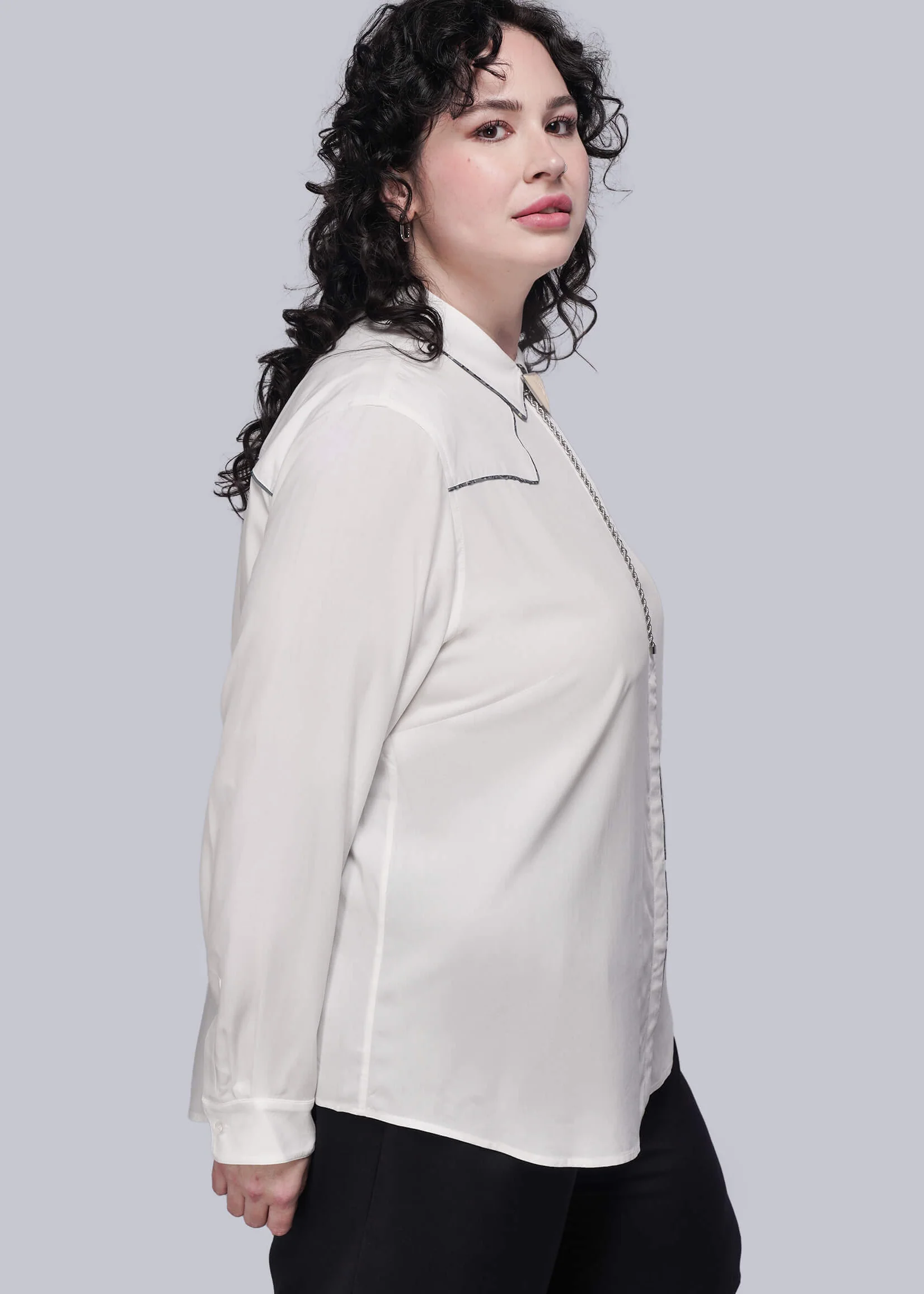 Juliette Lewis x Wildfang Long Sleeve Piped Button Up - Image 8