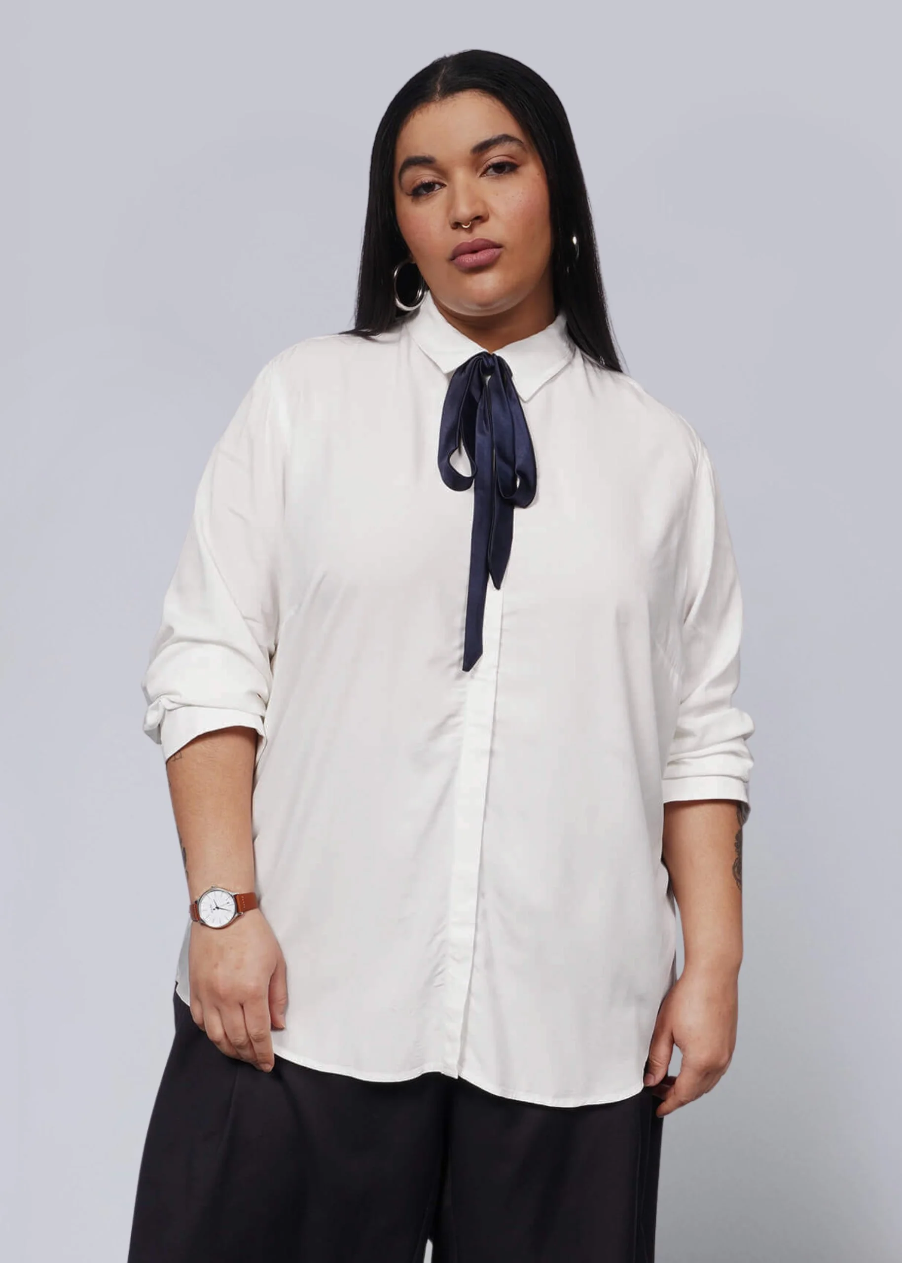 The Empower Long Sleeve Bow Button Up - Image 4