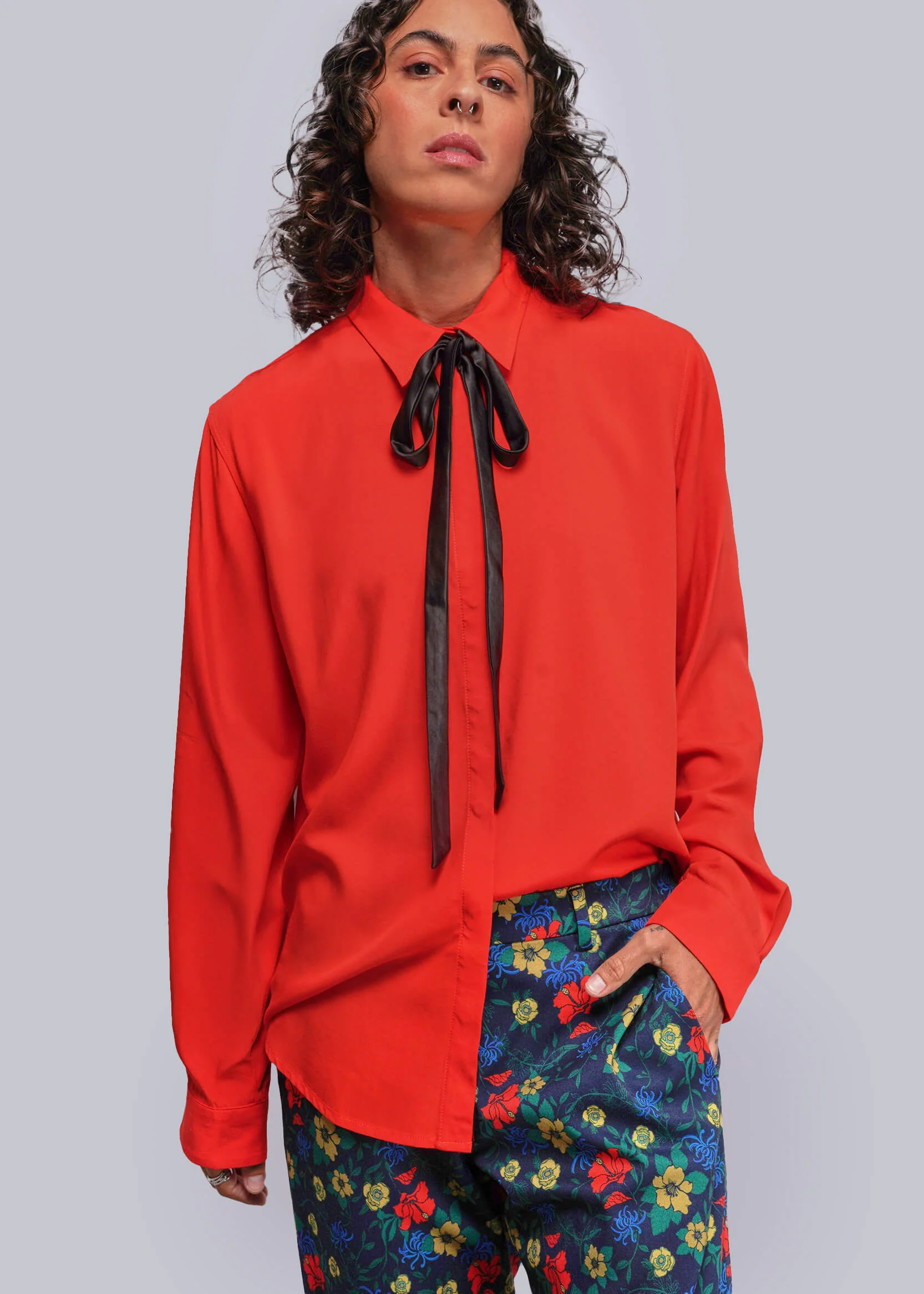 The Empower Long Sleeve Bow Button Up