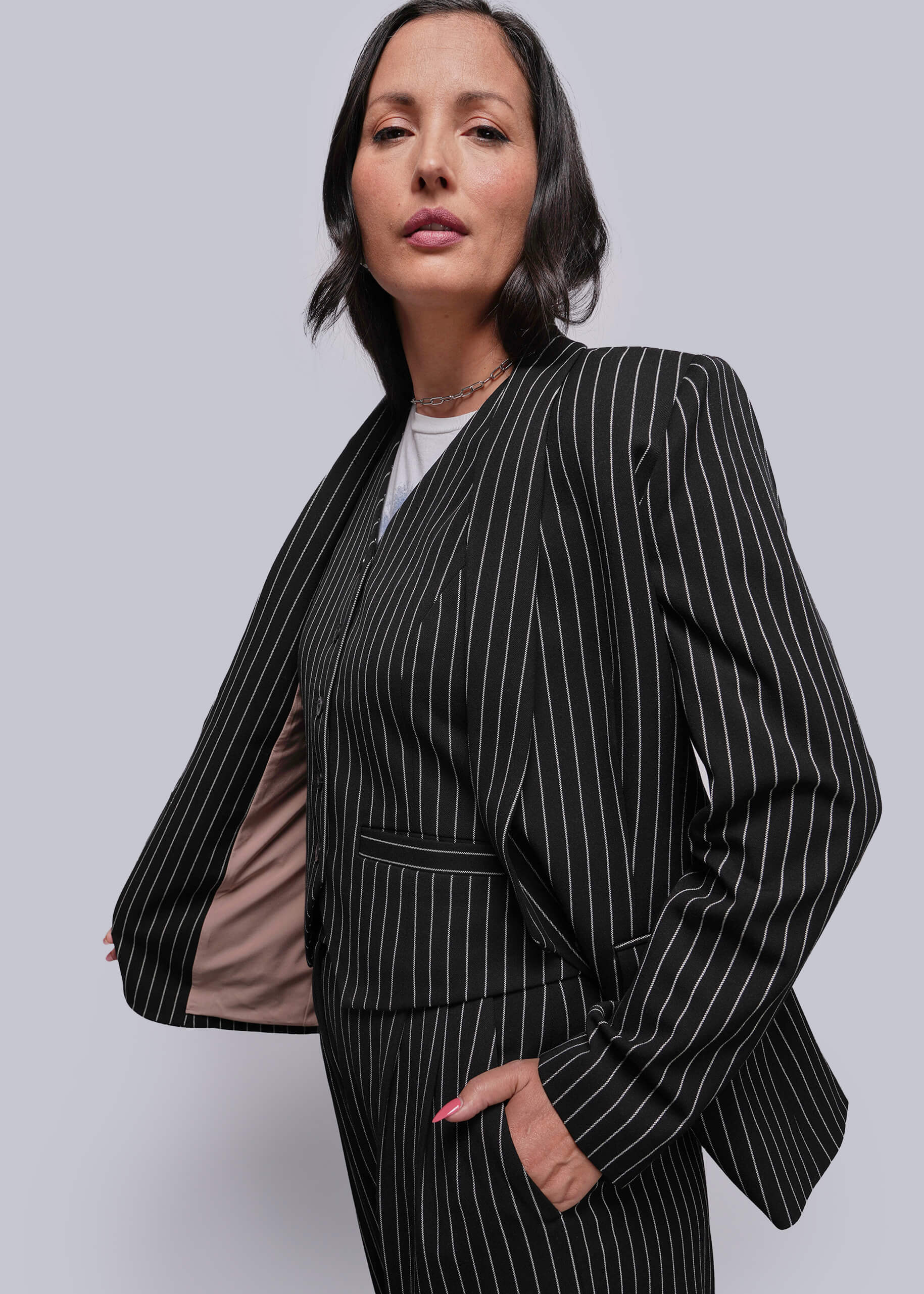 The Empower Pinstripe Tux Blazer - Image 3