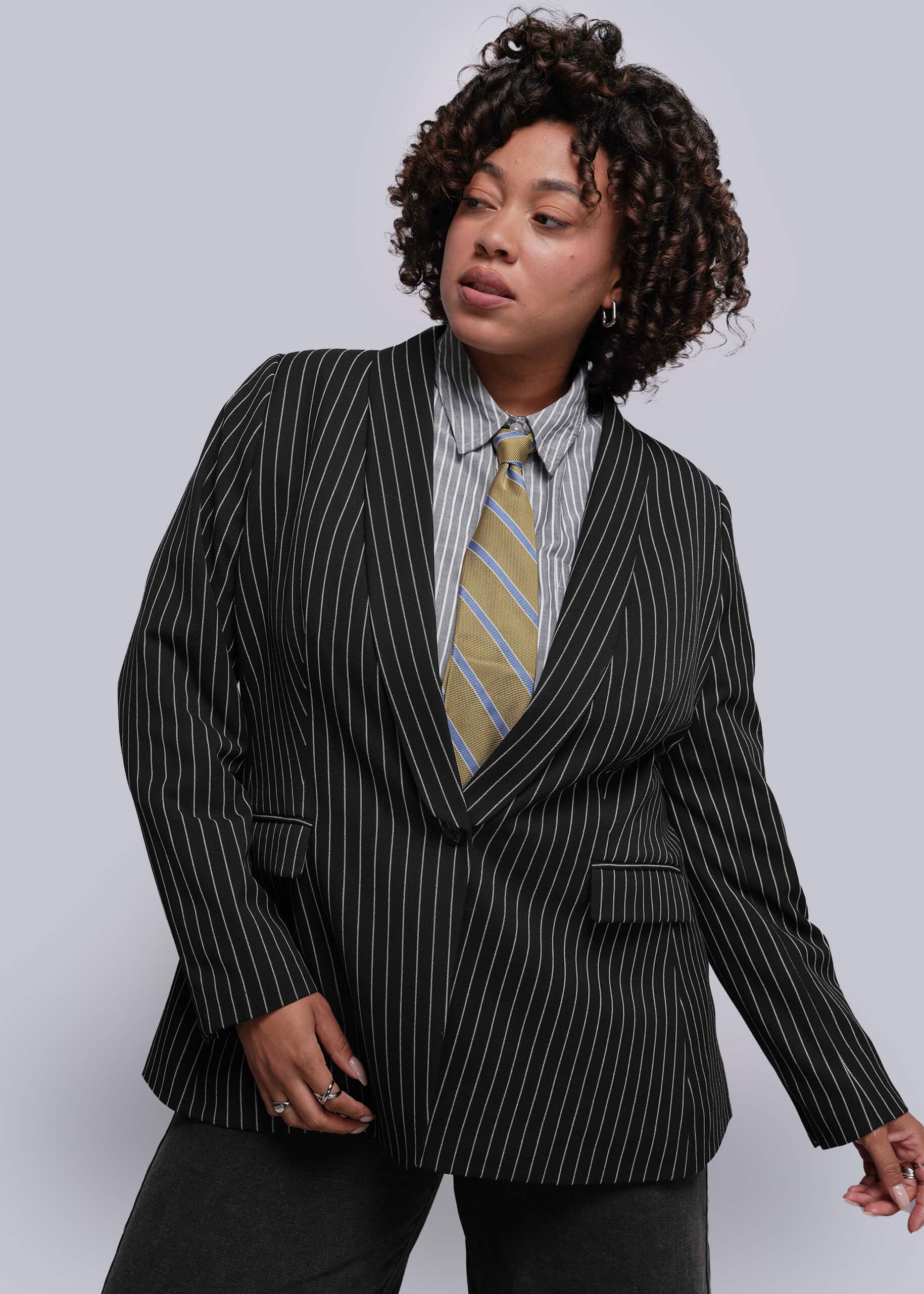The Empower Pinstripe Tux Blazer - Image 7