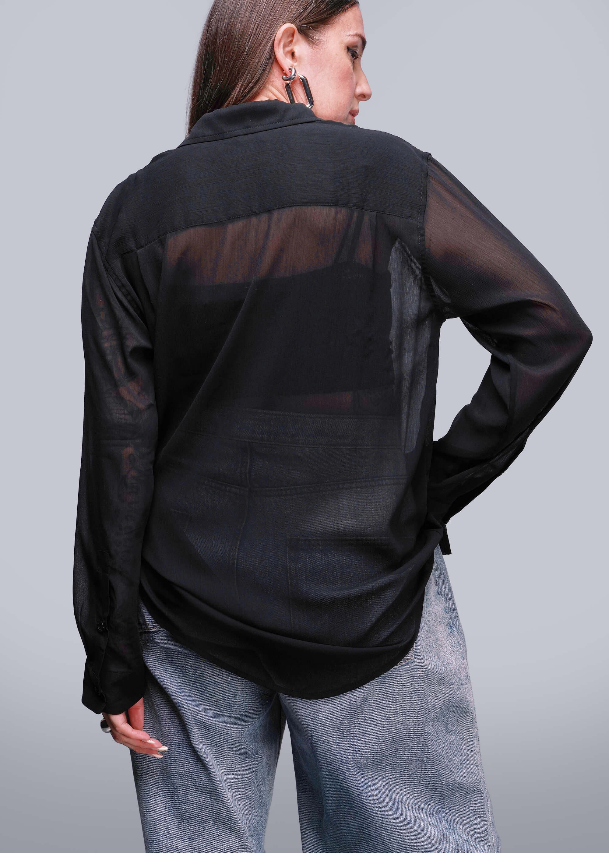 The Empower Sheer Long Sleeve Button Up - Image 4