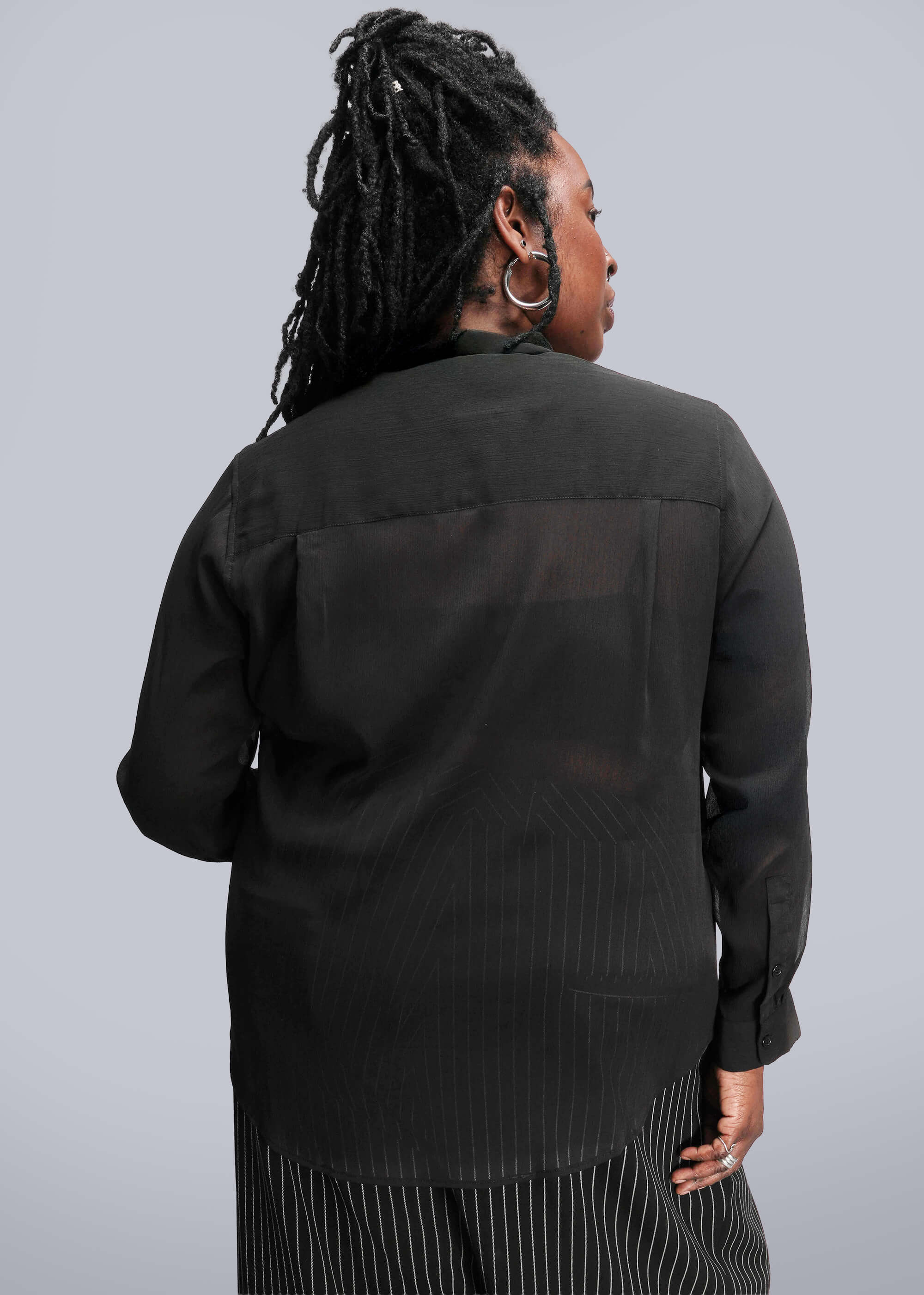 The Empower Sheer Long Sleeve Button Up - Image 8
