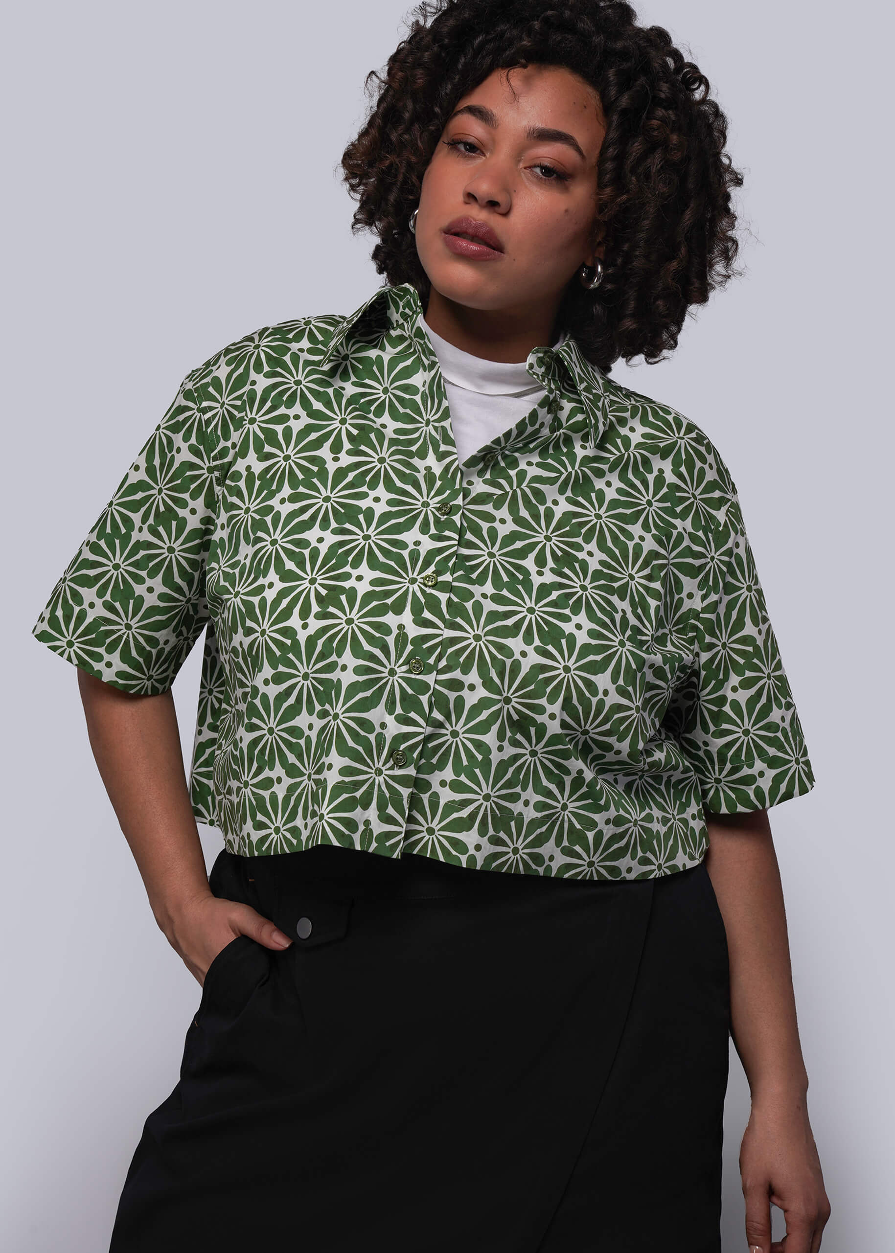 The Essential Cropped Button Up