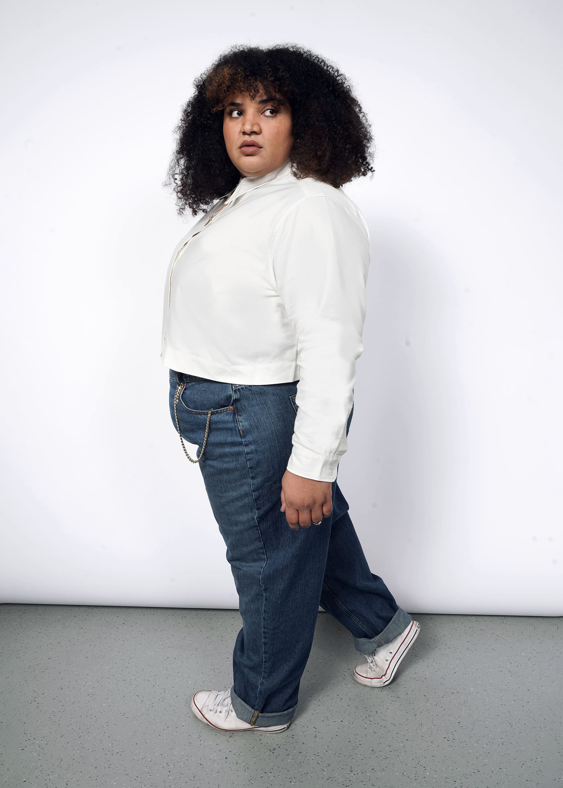 The Essential Long Sleeve Cropped Oxford Button Up - Image 8